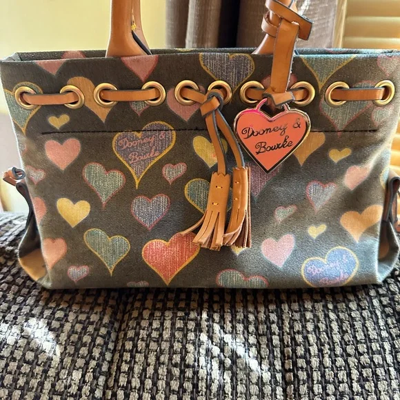 Dooney & Bourke Gray with Multicolor Heart Print - Picture 8 of 11